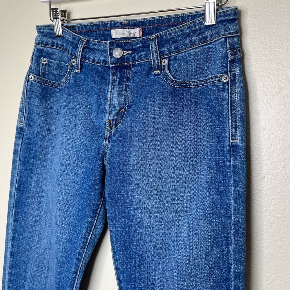 Levis 515 Capri Jeans Blue Denim Mid Rise Sewn Cuff Cotton Spandex Womens Size 4 - Picture 4 of 12